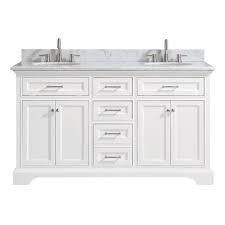 Skip to main search results. Home Decorators Collection Windlowe 61 In W X 22 In D X 35 In H Bath Vanity In White With Carrera Marble Vanity Top In White With White Sink 15101 Vs61c Wt The Home Depot