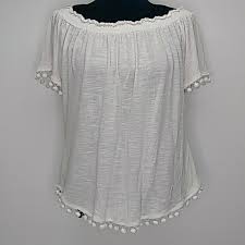 Inc International Concepts White Top With Pom Poms