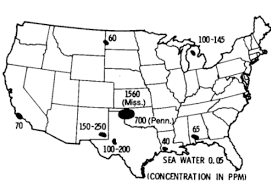 areas of known iodine concentrations in