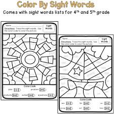 Summer color by sight words (primer) is a fun and engaging way to practice sight words with your kindergarten and first grade students. Summer Color By Sight Word Worksheets For 4th And 5th Grade Tpt
