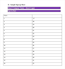 Printable Attendance Sheet Template Blank Sign Up Example