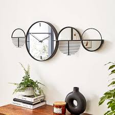Abstract Mirrored Wall Art Clock Black