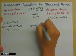 a quadratic function in standard form