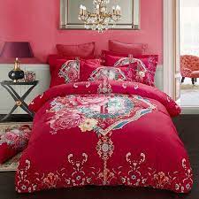 Red Teal Bedding Bedspread Bedroom