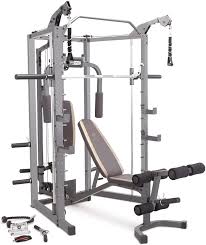 marcy smith cage machine with workout bench and weight bar home gym