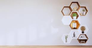 Photo Hexagon Wooden Shelf Japanese