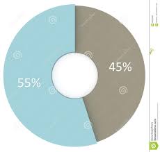 45 55 Percent Pie Chart 3d Render Percentage Infographic