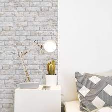 Antique Painted Bricks Wallpaper White