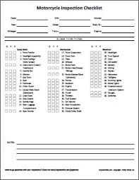 free motorcycle inspection checklist form