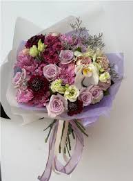 shade of purple hand tied bouquet in