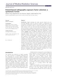 Pdf Patient Based Radiographic Exposure Factor Selection A