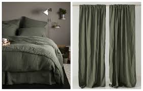 Duvet Cover With Curtain Set In Olive