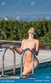 Naked Woman in Swimming Pool Stock Image 