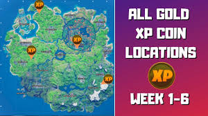 Fortnite's xp coins can be difficult to find, so a fan has created a handy map and app to help other players. All 4 Gold Xp Coins Locations In Fortnite Week 1 6 Good As Gold Punch Card Youtube