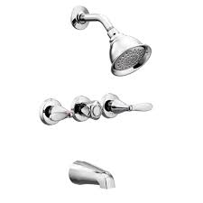 A leaky shower faucet or shower head can be both irritating and expensive. Moen Adler Chrome 3 Handle Bathtub And Shower Faucet With Valve In The Shower Faucets Department At Lowes Com
