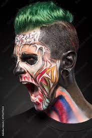 mystical face art scary skeleton man