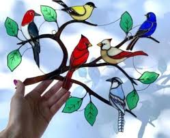 Birds Stained Glass Window Panel