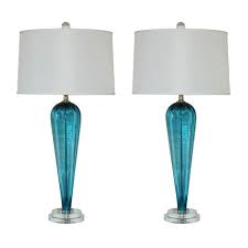 Vintage Murano Table Lamps In Teal Blue