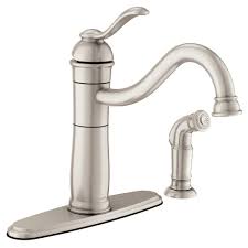 moen walden single handle standard kitchen faucet with side sprayer in spot resist snless