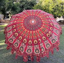 Red And Multi Indian Garden Umbrella