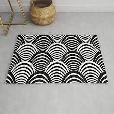 black and white art deco pattern rug by