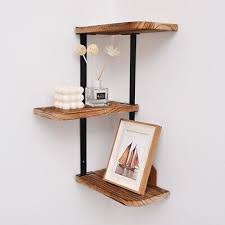 Rustic Wood Corner Shelf Home Display