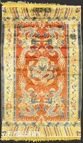 antique chinese signed silk rug with