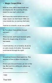 magic carpet ride poem by thad wilk