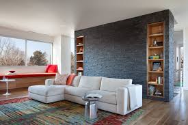 Black Natural Stone Wall Feature Living