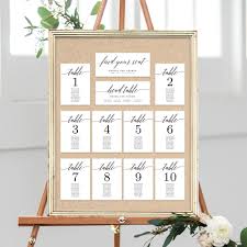 Table Seating Chart Cards Modern Script Msc