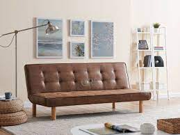 faux leather sofa bed 3 seater brown