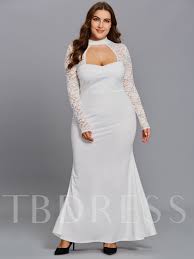 Plus Size White Lace Sleeve Plus Size Womens Maxi Dress