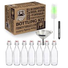 kombucha bottling kit includes 7 gl flip top bottles stainless steel funnel cleaning brush airtight high pressure bottles for fermenting