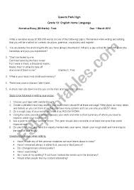 narrative essay assignment esl worksheet by rosesmoment narrative essay assignment worksheet