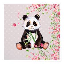 little panda bear with bamboo and
