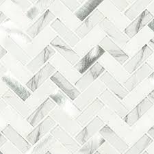 Bytle Bianco Herringbone Stone Glass