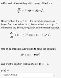 A Bernoulli Diffeial Equation Is