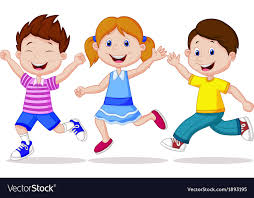 Happy Children Cartoon Running Royalty Free Vector Image