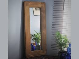 Tall Wooden Wall Mirror In Rustic Wood