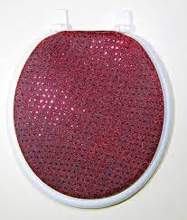 Red Sequin Fabric Toilet Seat Cover