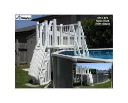 Most people that go this route choose the larger 5'x13′ curved deck kit shown in the images to the right. 5 X5 Resin Pool Deck With Steps And Gate Fence Decks Pool City