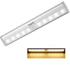 Zeptx Motion Sensor Closet Lights 10 Led Battery Operated Portable Wireless Night Lights Under Cabinet Stick On Indoor Stairs Step Kitchen With