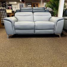 Sky Grey Genuine Italian Leather Sofa