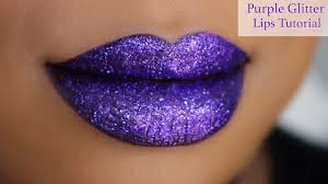 how to do a purple glitter lip look