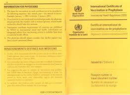 international certificate of vaccination