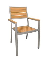 Synthetic Teak Slat Wood Arm Chair With