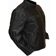 Rivet Leather Faded Seam Genuine Cowhide Distressed Leather Jacket