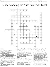 nutrition crossword puzzle wordmint