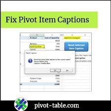 fix pivot item captions in excel