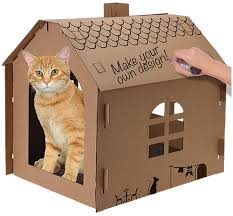 action maison pour chat en carton